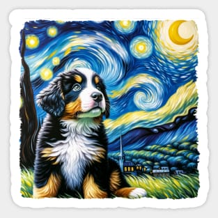 Starry Bernese Mountain Dog Portrait - Dog Portrait Sticker